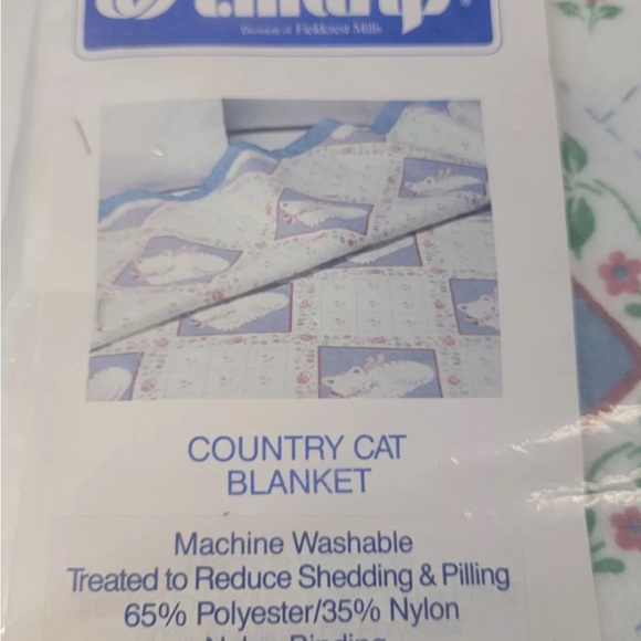NEW Country Cats Full Twin Satin Trim Blanket Cottagecore 72 X 90" Vintage - Picture 3 of 7